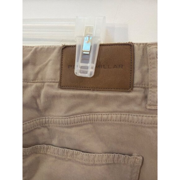 Peter Millar Mens Khaki Stretch Slim Fit Pants 89% Cotton 10% Wool Size 34 - Picture 4 of 5